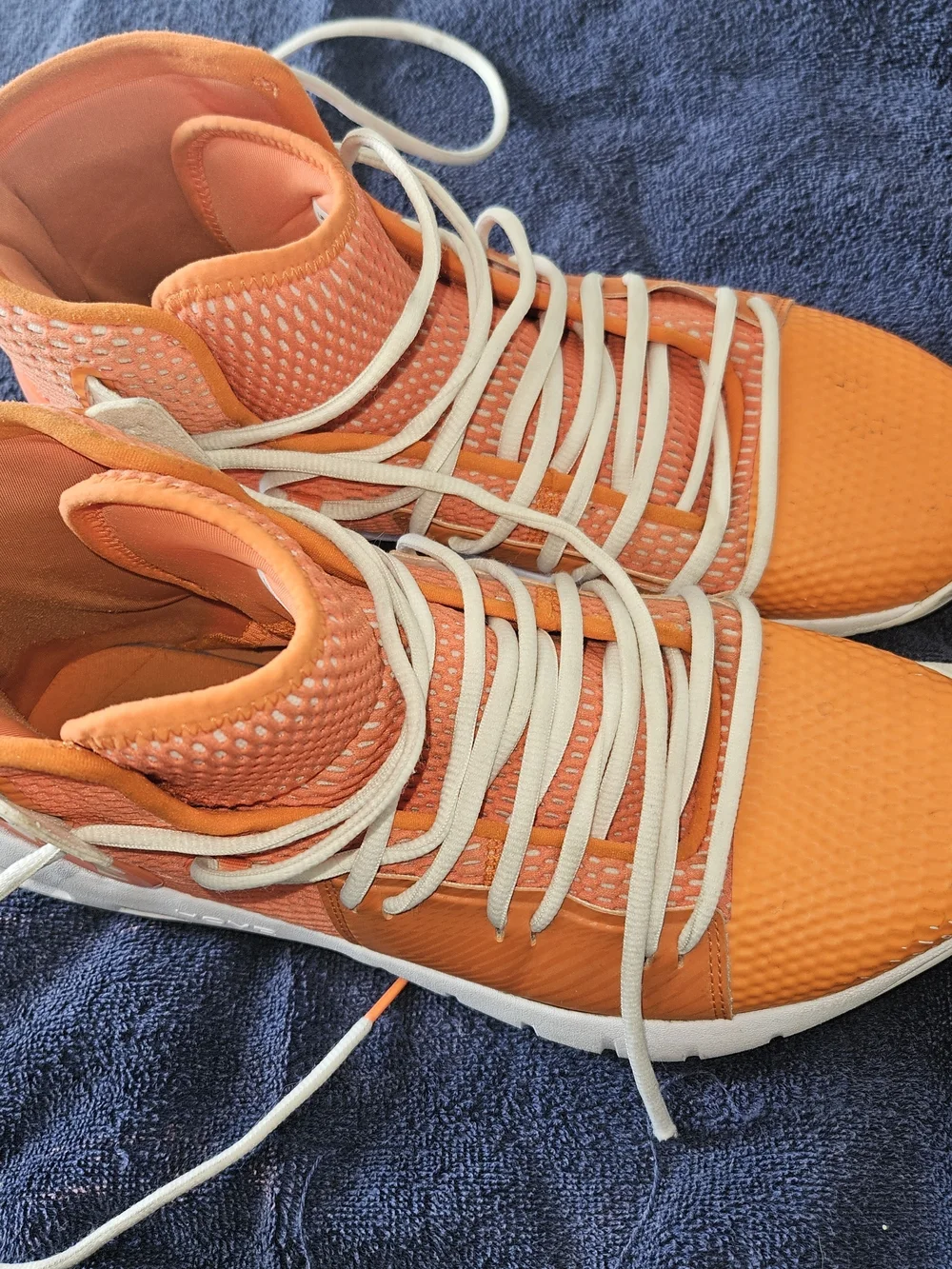 Under Armour Orange High-Top Athletic Sneakers with White Laces